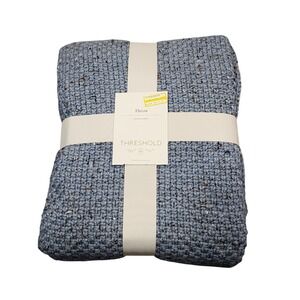 Threshold Marled Knit Throw Blanket Blue 50x60 Chunky Kit New